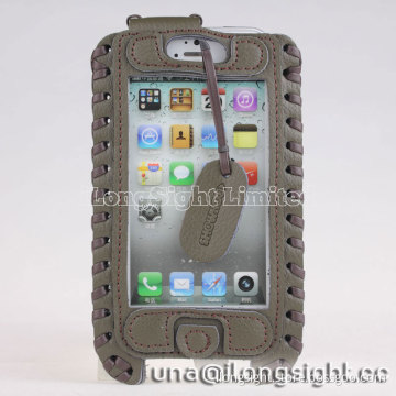Showkoo Duke Genuine Leather Pouch case for iPhone 5 5c 5s-army green